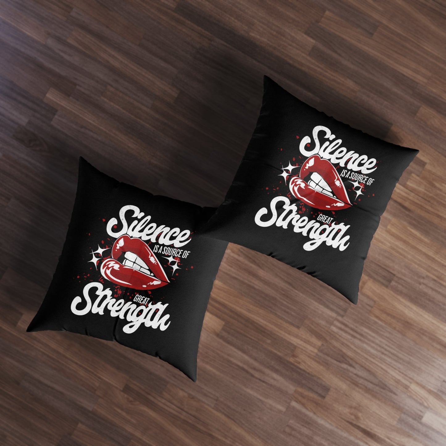 Silence Is Strength, Square Tufted Floor Pillow