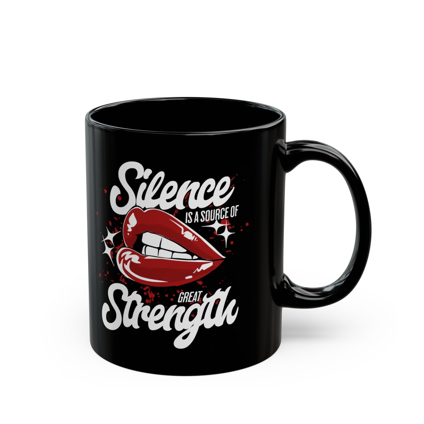 Silence is Strength, Black Mug (11oz)