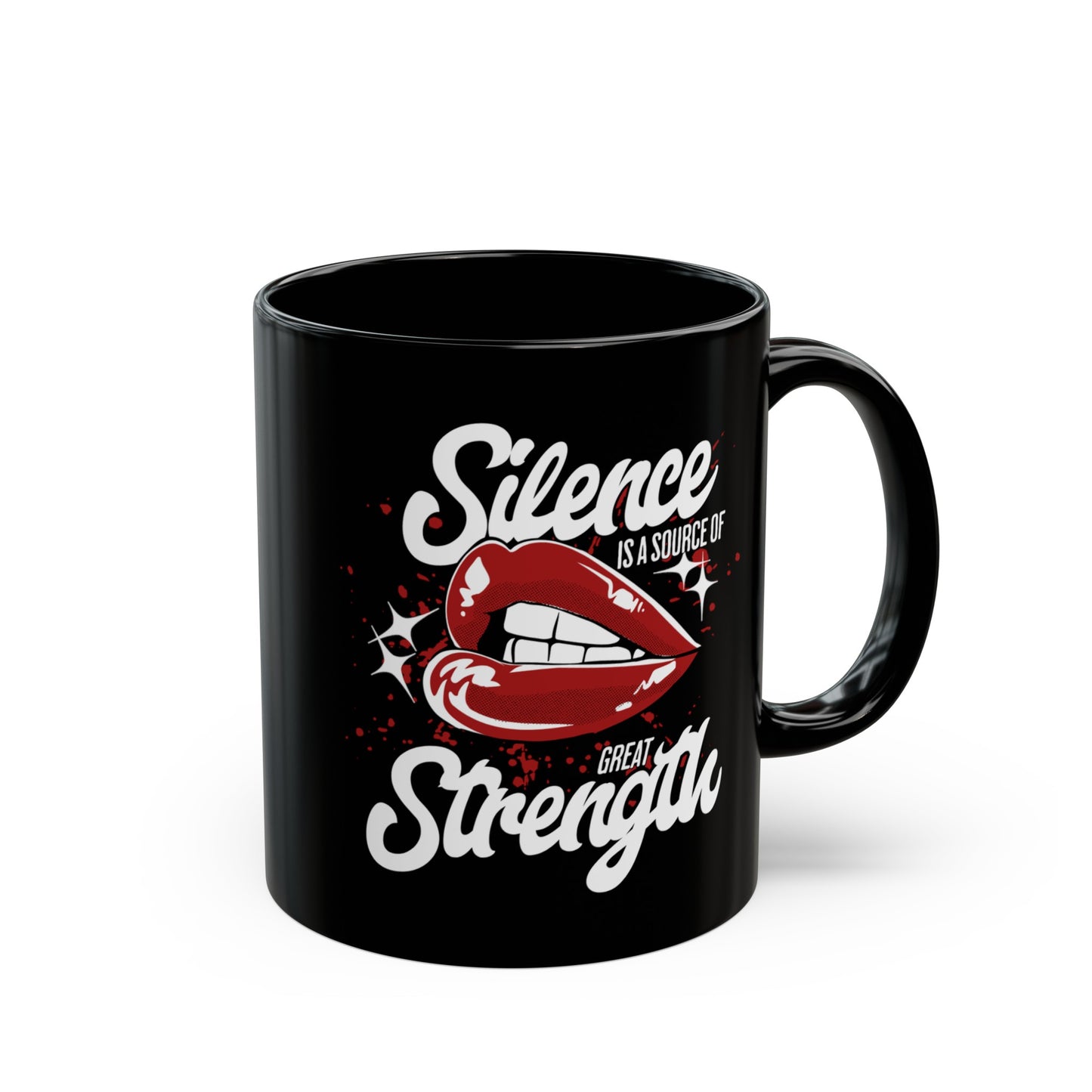 Silence is Strength, Black Mug (11oz)