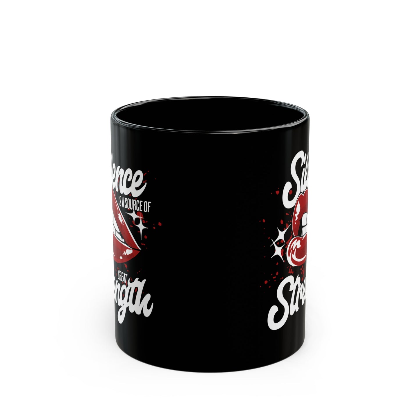 Silence is Strength, Black Mug (11oz)