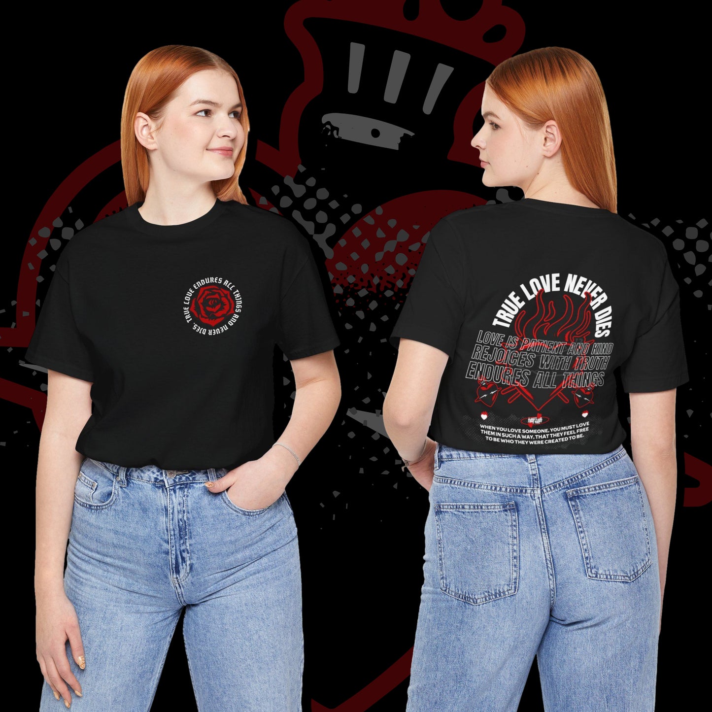 π True Love Never Dies, Unisex Jersey Short Sleeve Tee