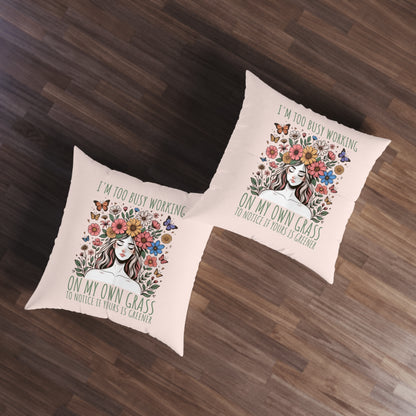 My Grass Is Greener, Square Tufted Floor Pillow