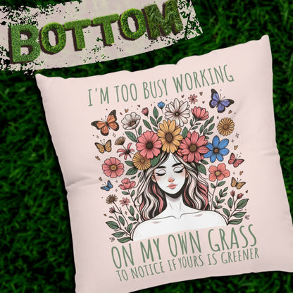 My Grass Is Greener, Square Tufted Floor Pillow