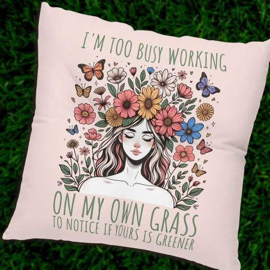 My Grass Is Greener, Square Tufted Floor Pillow