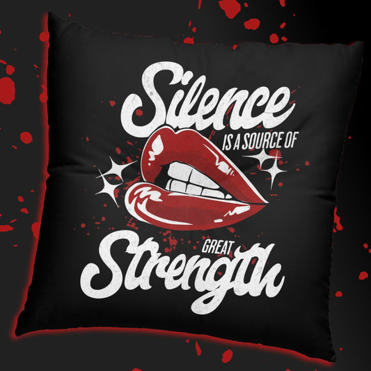 Silence Is Strength, Square Tufted Floor Pillow