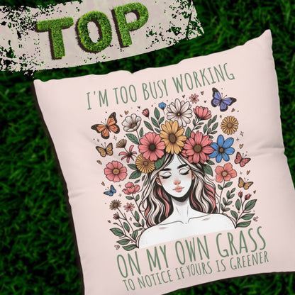 My Grass Is Greener, Square Tufted Floor Pillow